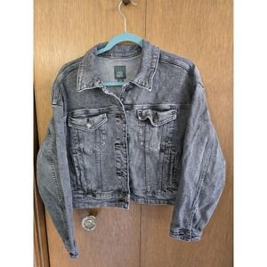 Wild Fable Cropped Denim Jeans Women's Black Trucker Jacket Size M